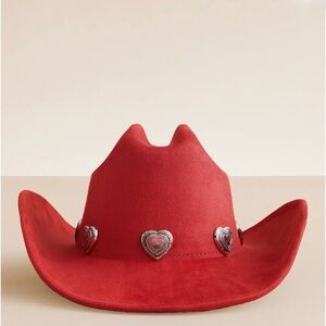 Buckle Red Velvet Heart Concho Cowboy Hat Valentines Day